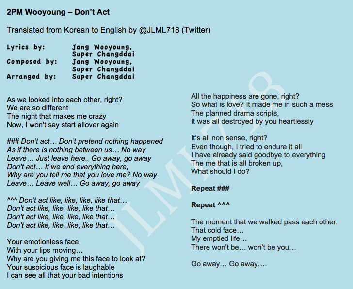 LYRICS ENG SUB – 2PM Junho – “Nothing But You” Korean Version – JLML718's  2PM BLOG