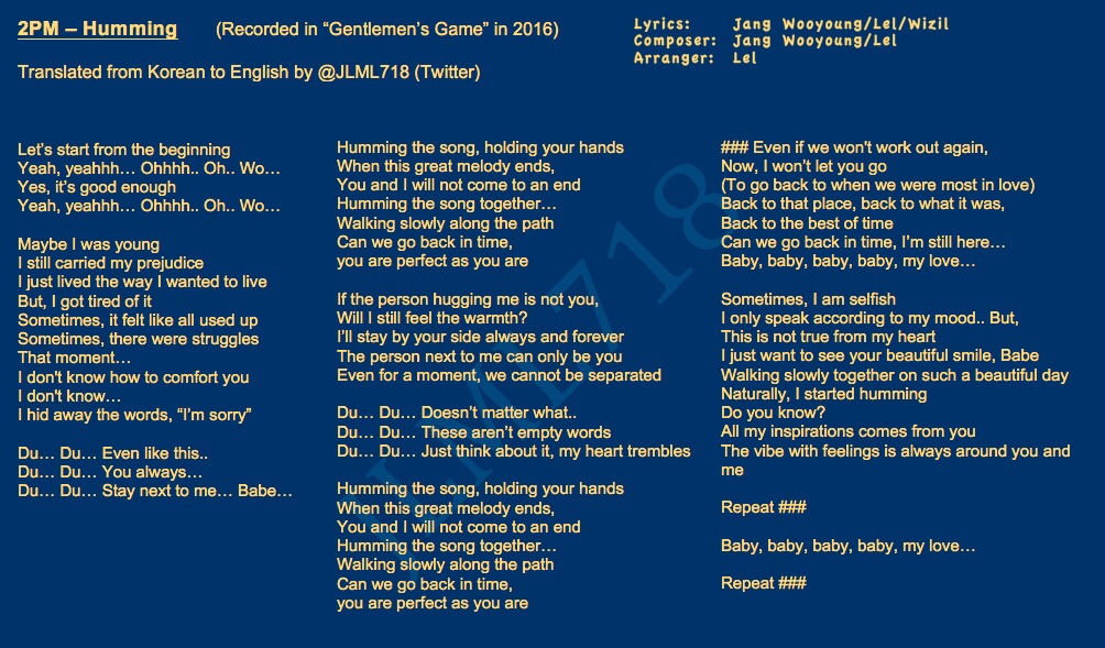 Lyrics Eng Trans 2pm Ot6 Humming 어때 Shall We Never In Korean Album Gentlemen S Game 16 Jlml718 S 2pm Blog